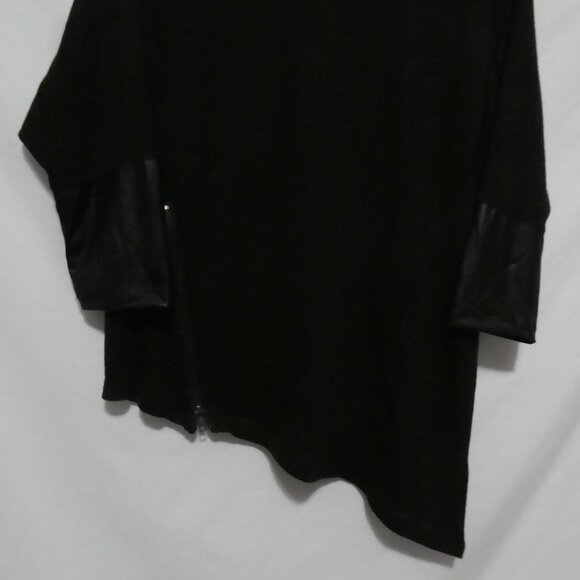 BUFFALO - David Bitton | medium | Black Asymmetrical Top | Faux Leather Accents - Picture 9 of 16
